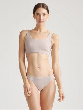 Quince Organic Cotton Tank Bralette 2-Pack Mink XS